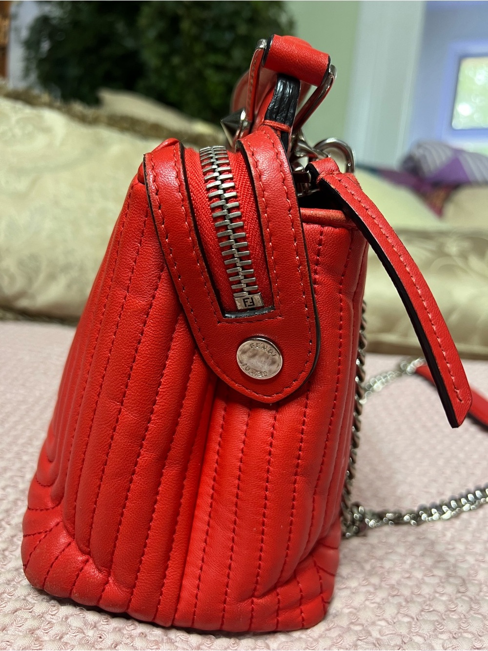 Fendi DotCom Click Small Red Quilted Leather Shoulder Bag - Picture 5 of 16